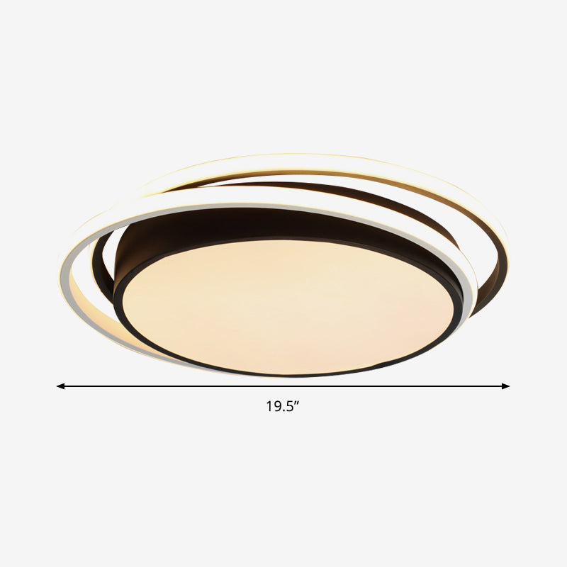 Modern Drum Flush Ceiling Light With Acrylic Diffuser - Integrated Led Black/White Ideal For Bedroom