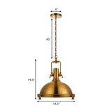 1-Light Industrial Metal Pendant With Antique Brass/Brass/Copper Finish And Frosted Diffuser