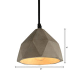 Vintage Cement Pendant Hanging Lamp: Bowl/Cylinder/Semi Circle Shape 1 Light Grey - Ideal For Dining