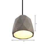 Vintage Cement Pendant Hanging Lamp: Bowl/Cylinder/Semi Circle Shape 1 Light Grey - Ideal For Dining