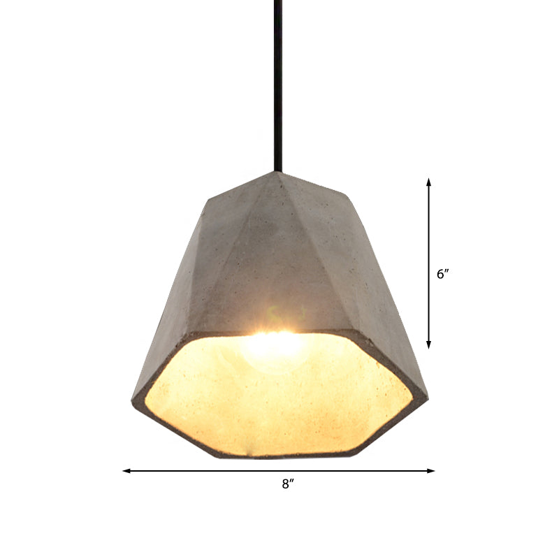 Vintage Cement Pendant Hanging Lamp: Bowl/Cylinder/Semi Circle Shape 1 Light Grey - Ideal For Dining