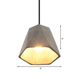 Vintage Cement Pendant Hanging Lamp: Bowl/Cylinder/Semi Circle Shape 1 Light Grey - Ideal For Dining