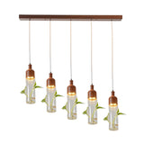 Antique Wine Bottle Pendant Light With Led Bulbs And Metal Finish In Brown