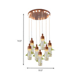 Antique Wine Bottle Pendant Light With Led Bulbs And Metal Finish In Brown