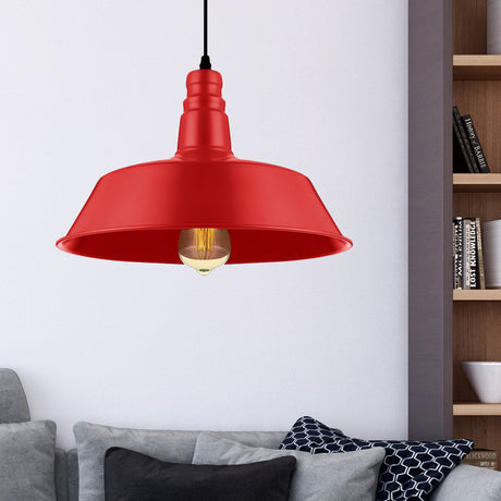 Barn Living Room Pendant Lighting - Industrial Style Metallic Ceiling Light Fixture 1 Bulb Red/Green