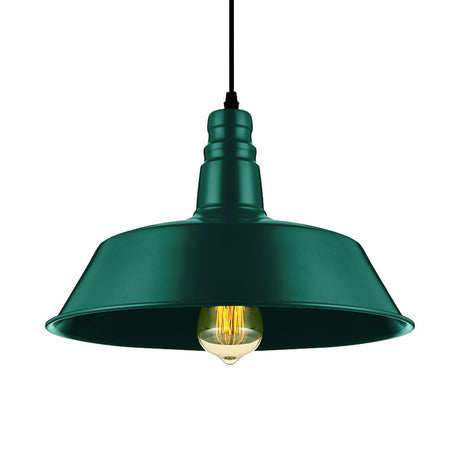 Barn Living Room Pendant Lighting - Industrial Style Metallic Ceiling Light Fixture 1 Bulb Red/Green