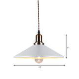Stylish Metal Pendant Light With Cone/Saucer/Dome Shade - Loft Design In White Ideal For Restaurants
