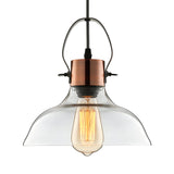 Copper Dome Pendant Light With Industrial Clear Glass - Dining Room Lighting Fixture