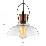 Copper Dome Pendant Light With Industrial Clear Glass - Dining Room Lighting Fixture