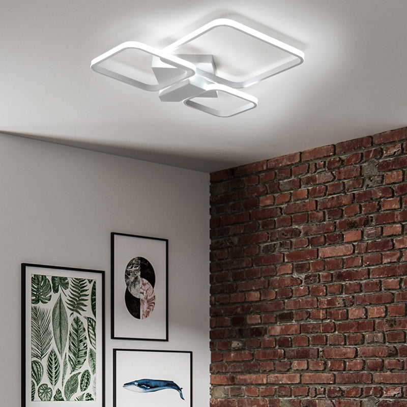 Sleek Square Led Acrylic Semi-Flush Ceiling Light In Warm/White