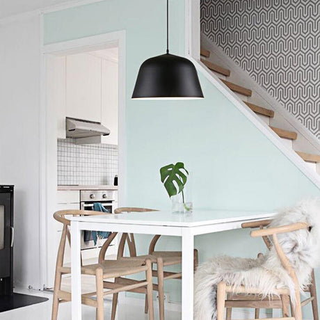 Nordic Style Dome Hanging Ceiling Light - 10/16 Dia Metal Pendant Lamp In Black/Green For Bedroom