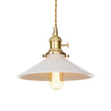 Mid Century White Cone-Shaped Pendant Light With Metal Finish 1-Light Suspended Lamp For Coffee