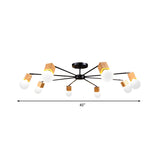 Semi Flush Industrial Ceiling Lamp With Wood Accents - 3/5-Light Metal Open Bulb Fixture For Bedroom