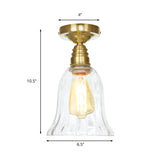 Industrial 1-Light Ceiling Fixture With Clear/Amber Glass Shade - Semi Flush Mount For Living Room