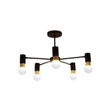 Industrial Style Semi Flush Ceiling Light With Open Bulb Available In Black/White - 3 Or 5 Heads