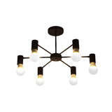 Industrial Style Semi Flush Ceiling Light With Open Bulb Available In Black/White - 3 Or 5 Heads