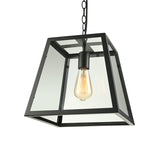 Black Industrial Trapezoid Pendant Light With Clear Glass - 7 /12 Wide