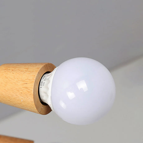 Loft Style Metal Ceiling Light With Open Bulb & Twisted Arm 3/5 Lights Wood Accent Perfect For