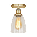 Semi Flush Mount Clear Glass Cone Industrial Ceiling Light Fixture With One Bulb In