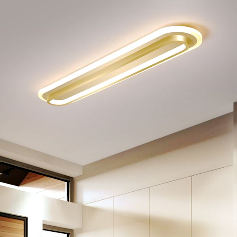 Nordic Rectangular Led Ceiling Light In Gold Customizable 7 Days 19’/23’ Width