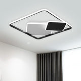 Minimalist Square Metal Led Flush Mount Light In Black 16.5/20.5 Wide - Customizable 7 Days / 16.5