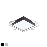 Modern Square Metallic Ceiling Light Fixture: Led Flushmount Lighting In Black/White Warm/White