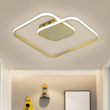 Sleek Metallic Square Led Ceiling Flush Mount Light In Black/White/Gold Shades With Warm/White/3