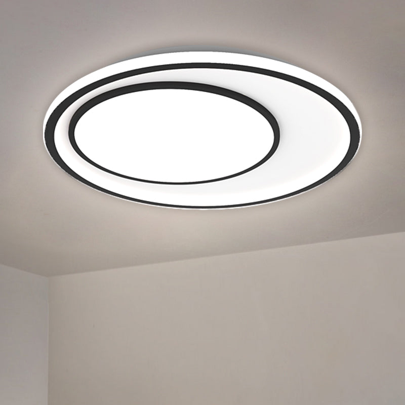 Nordic Led Flushmount Lighting Metal Round Ceiling Flush Mount In Black 16.5/20.5 Width Customizable