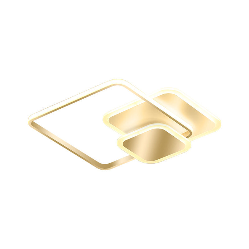 Modern Metallic Led Gold Flush Mount Ceiling Lamp In Warm/White Light 16.5’/20.5’ Wide