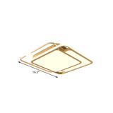 Simple Style Gold Square Led Ceiling Mounted Flush Lamp In Warm/White Light 16.5/20.5 Width