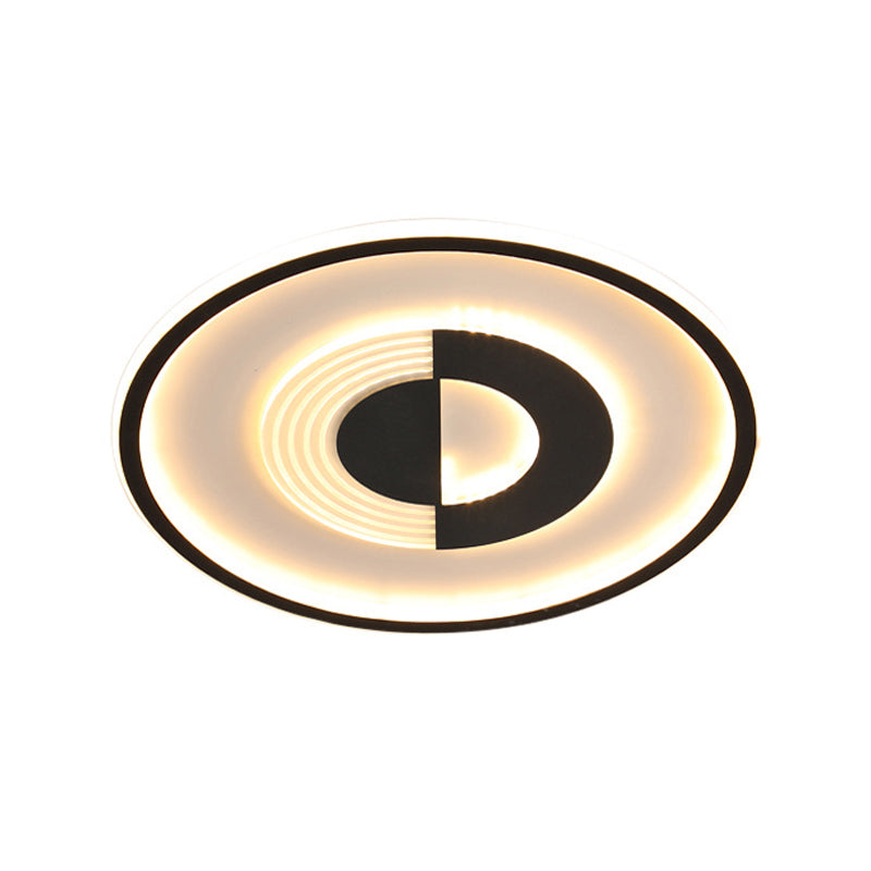 16/19.5 Round Acrylic Ceiling Lamp - Minimalist Led Flush Mount Lighting In Warm/White Black/White