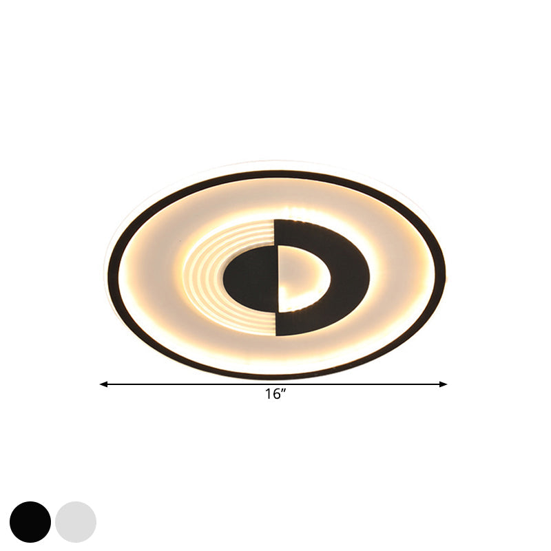 16/19.5 Round Acrylic Ceiling Lamp - Minimalist Led Flush Mount Lighting In Warm/White Black/White
