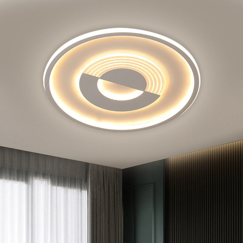 16/19.5 Round Acrylic Ceiling Lamp - Minimalist Led Flush Mount Lighting In Warm/White Black/White