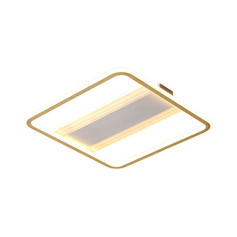 Modern Led Gold Square Ceiling Fixture With Acrylic Shade - 16.5’/20.5’ Width Semi Flush
