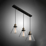 Vintage Cone Clear Glass Multi-Pendant Light Fixture - 3/4/5-Light Option Elegant Black Finish 3 /