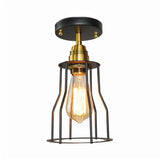 Industrial Style Wire Guard Ceiling Light - Metallic Semi Flush Brass/Antique Brass Hallway Lighting