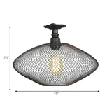 Sleek Metal Ceiling Mounted Light - Stylish Industrial Semi Flush With Mesh Screen