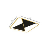 Square Flush Mount Metal Led Ceiling Light Fixture In Gold 16’/19.5’ Wide - Simplicity Combined