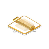 Modern Square Metallic Gold Led Flush Mount Lamp In Warm/White 16.5/20.5 Width