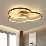 Modern Metal Intersecting Ring Led Ceiling Fixture Black/White Semi-Flush Mount Warm/White Light