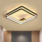 Dual Square Flush Led Black Ceiling Lamp - Minimalist Iron 18/21.5 Width Warm/White Light