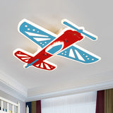 Acrylic Led Plane Shape Flush Ceiling Light For Boys Room In Red And Blue