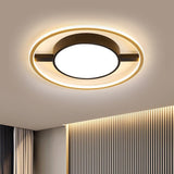 Nordic Metallic Led Ceiling Lamp - Ring And Drum Flush Mount In Warm/White Light Options Black