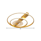 Contemporary Metal Flush Mount Led Gold Ceiling Lighting - Double Ring 16/19.5 Wide Warm/White Light