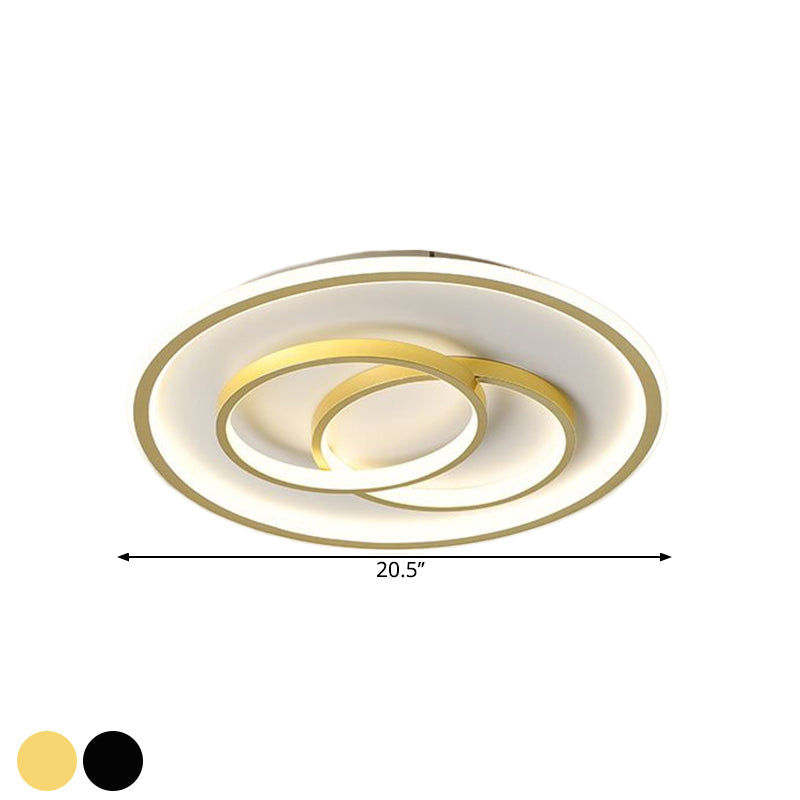 Black/Gold Metallic Crossed Ring Led Ceiling Light - Warm/White 16.5/20.5 W
