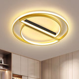 Integrated Circle Flush Led Ceiling Lamp In Black/Gold With Warm/White Light Available 16.5/20.5