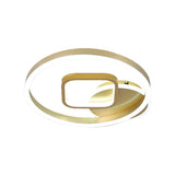 Minimalistic Metal Hoop And Square Ceiling Flush Led Gold Mount - 18/22 Width Warm/White Light
