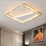 Minimal Led Flush Mount Ceiling Lamp - Gold Square 18/21.5 Width Warm/White Light