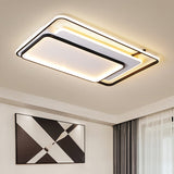 Modern Metal Rectangle/Square Led Ceiling Flush Mount In Warm/White Light Various Sizes Black / 33.5