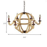 Antique Metal Chandelier Light Fixture: Black/Rust Finish Sphere Design Multi Farmhouse Hanging Lamp